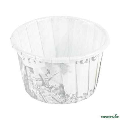 Wholesale Restaurantware Panificio 1 Oz Round Newsprint Paper Small Baking Cup - Pleated - 2" X 2" X 1 1/4"- Bulk