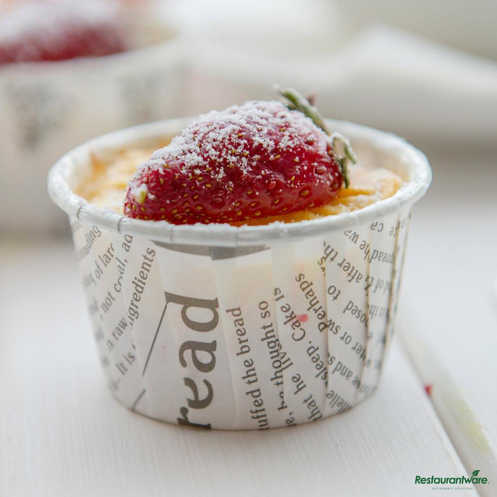Wholesale Restaurantware Panificio 1 Oz Round Newsprint Paper Small Baking Cup - Pleated - 2" X 2" X 1 1/4"- Bulk