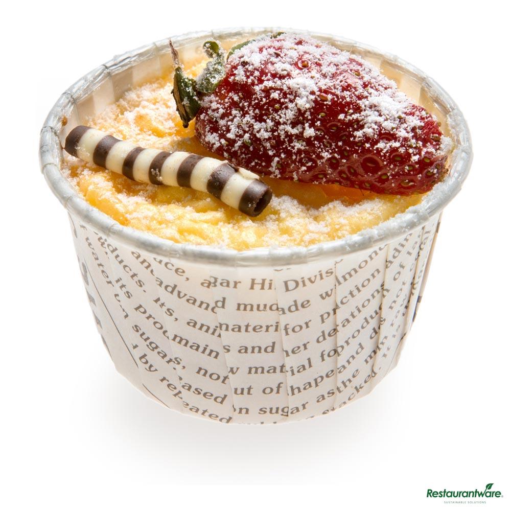 Wholesale Restaurantware Panificio 1 Oz Round Newsprint Paper Small Baking Cup - Pleated - 2" X 2" X 1 1/4"- Bulk