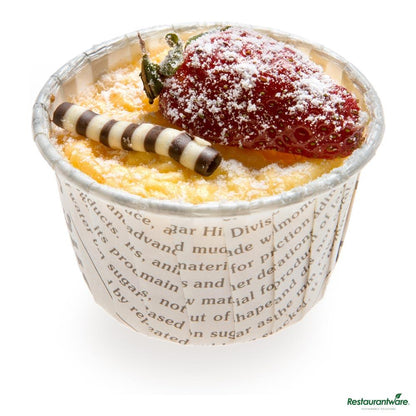 Wholesale Restaurantware Panificio 1 Oz Round Newsprint Paper Small Baking Cup - Pleated - 2" X 2" X 1 1/4"- Bulk