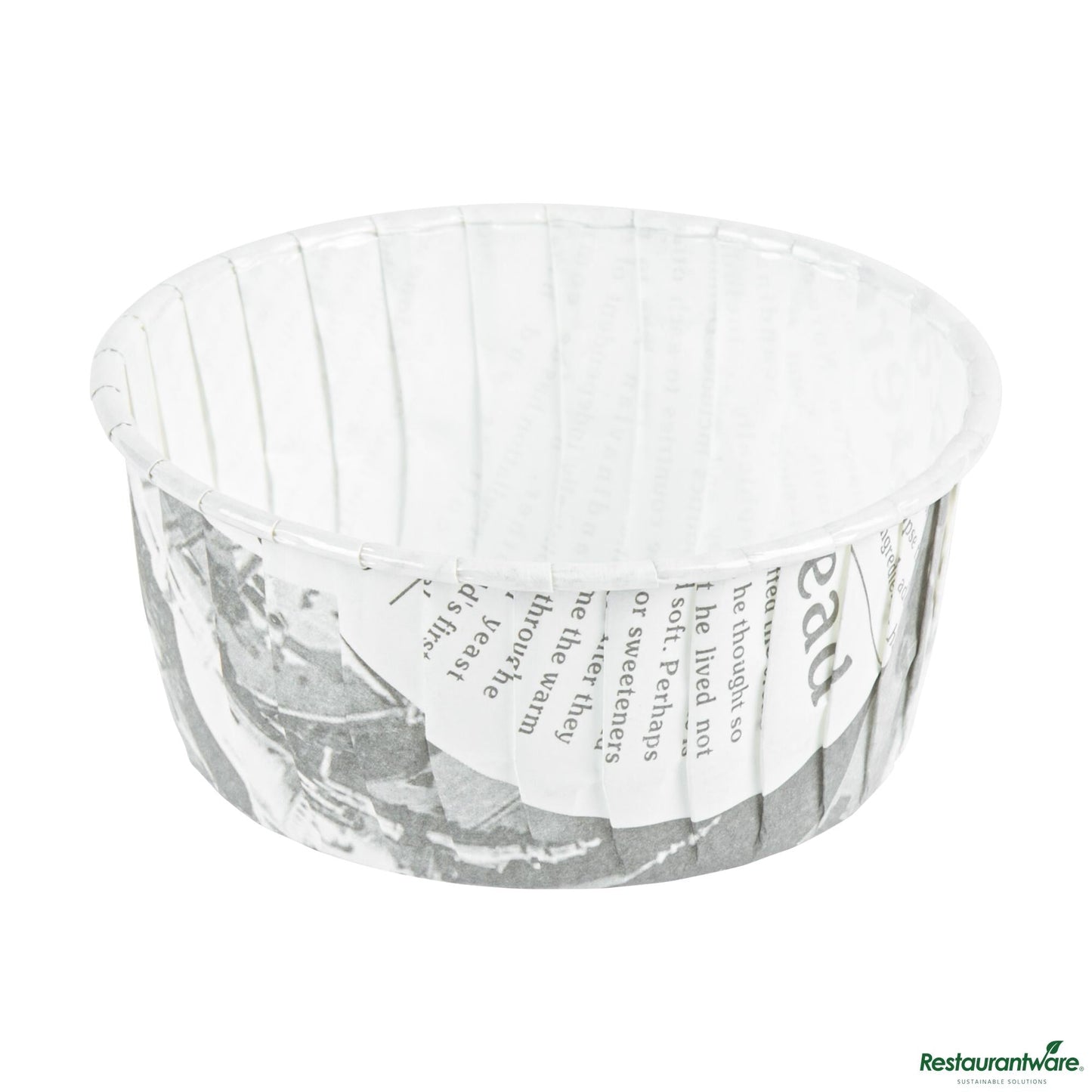 Wholesale Restaurantware Panificio 5 Oz Round Newsprint Paper Large Baking Cup - Pleated - 3 3/4" X 3 3/4" X 1 1/2"- Bulk