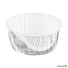 Wholesale Restaurantware Panificio 5 Oz Round Newsprint Paper Large Baking Cup - Pleated - 3 3/4" X 3 3/4" X 1 1/2"- Bulk