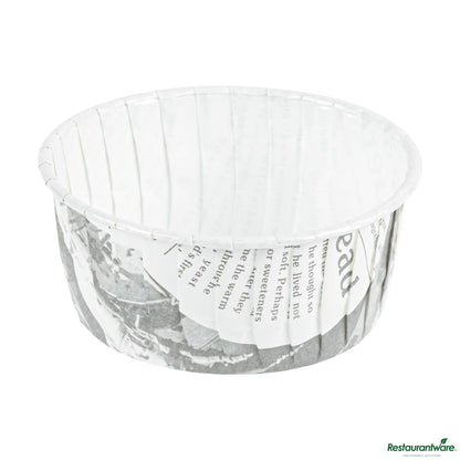 Wholesale Restaurantware Panificio 5 Oz Round Newsprint Paper Large Baking Cup - Pleated - 3 3/4" X 3 3/4" X 1 1/2"- Bulk
