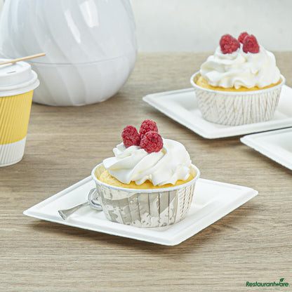 Wholesale Restaurantware Panificio 5 Oz Round Newsprint Paper Large Baking Cup - Pleated - 3 3/4" X 3 3/4" X 1 1/2"- Bulk