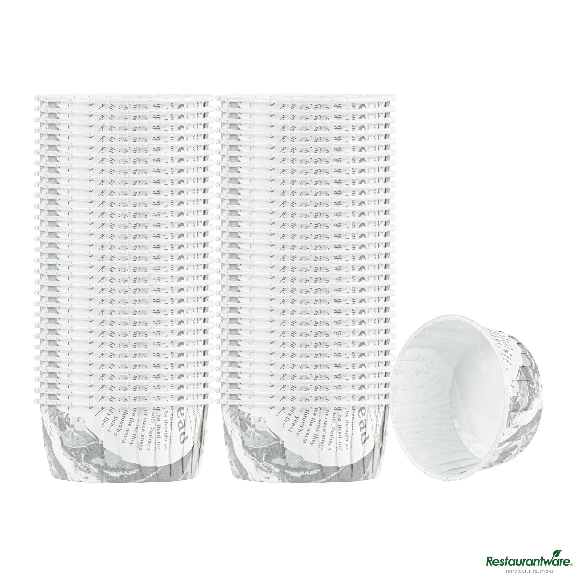 Wholesale Restaurantware Panificio 5 Oz Round Newsprint Paper Large Baking Cup - Pleated - 3 3/4" X 3 3/4" X 1 1/2"- Bulk