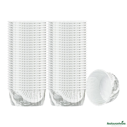 Wholesale Restaurantware Panificio 5 Oz Round Newsprint Paper Large Baking Cup - Pleated - 3 3/4" X 3 3/4" X 1 1/2"- Bulk