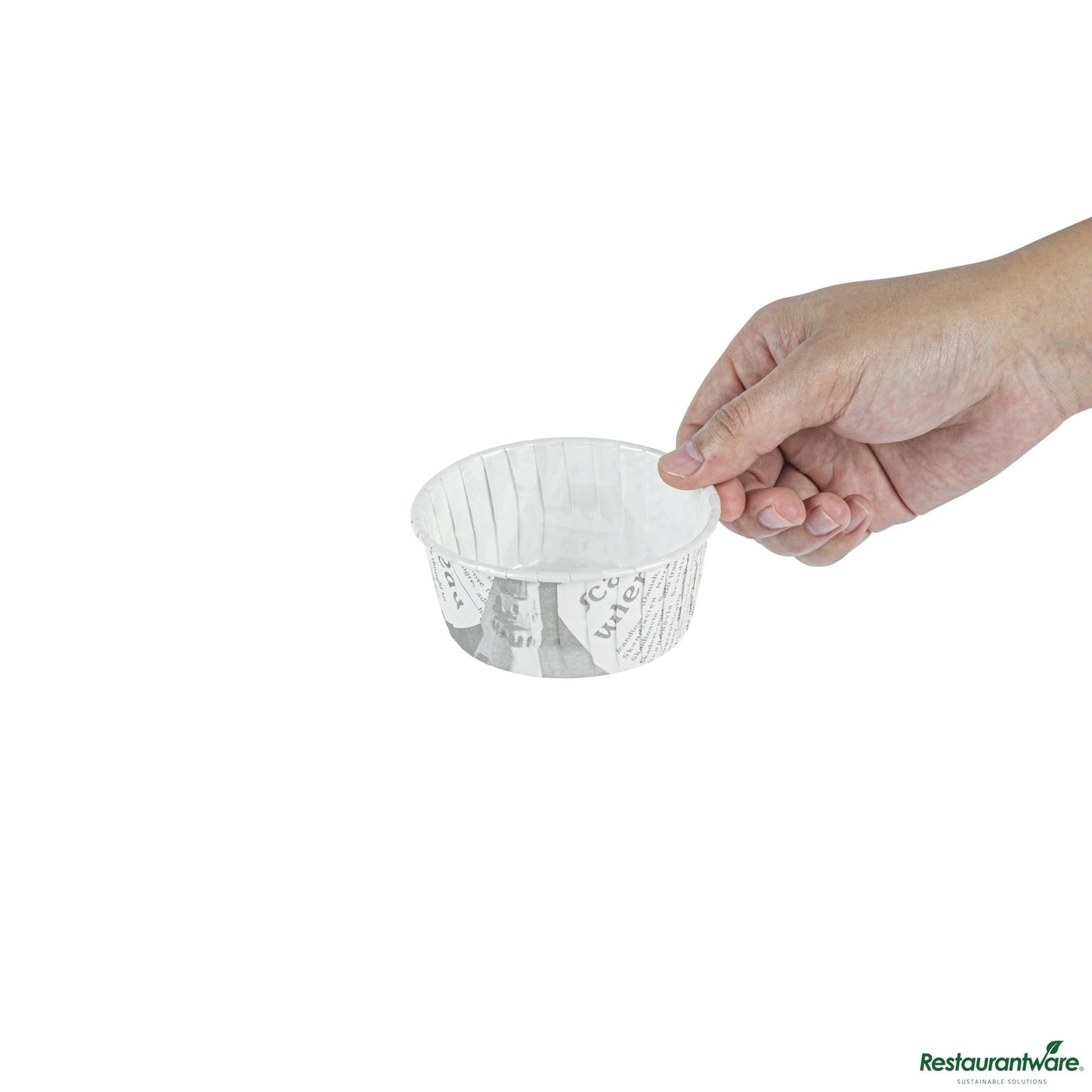 Wholesale Restaurantware Panificio 5 Oz Round Newsprint Paper Large Baking Cup - Pleated - 3 3/4" X 3 3/4" X 1 1/2"- Bulk