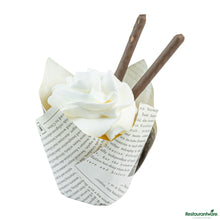 Wholesale Restaurantware Panificio 2 Oz Petal Newsprint Paper Tall Baking Cup - 3 1/4" X 3 1/4" X 3 1/4"- Bulk