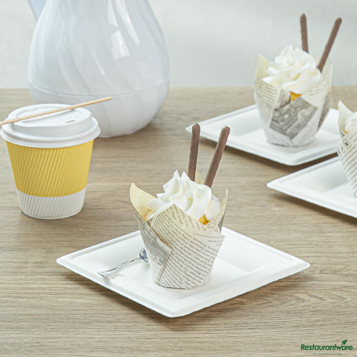 Wholesale Restaurantware Panificio 2 Oz Petal Newsprint Paper Tall Baking Cup - 3 1/4" X 3 1/4" X 3 1/4"- Bulk