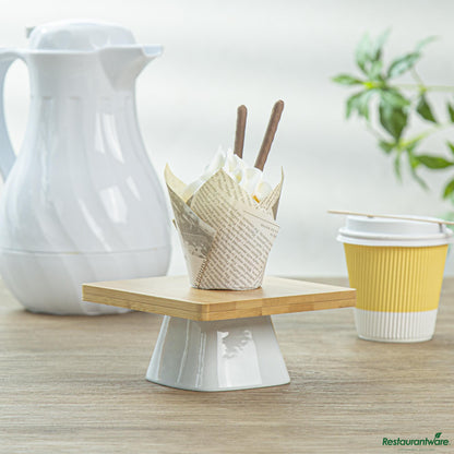 Wholesale Restaurantware Panificio 2 Oz Petal Newsprint Paper Tall Baking Cup - 3 1/4" X 3 1/4" X 3 1/4"- Bulk