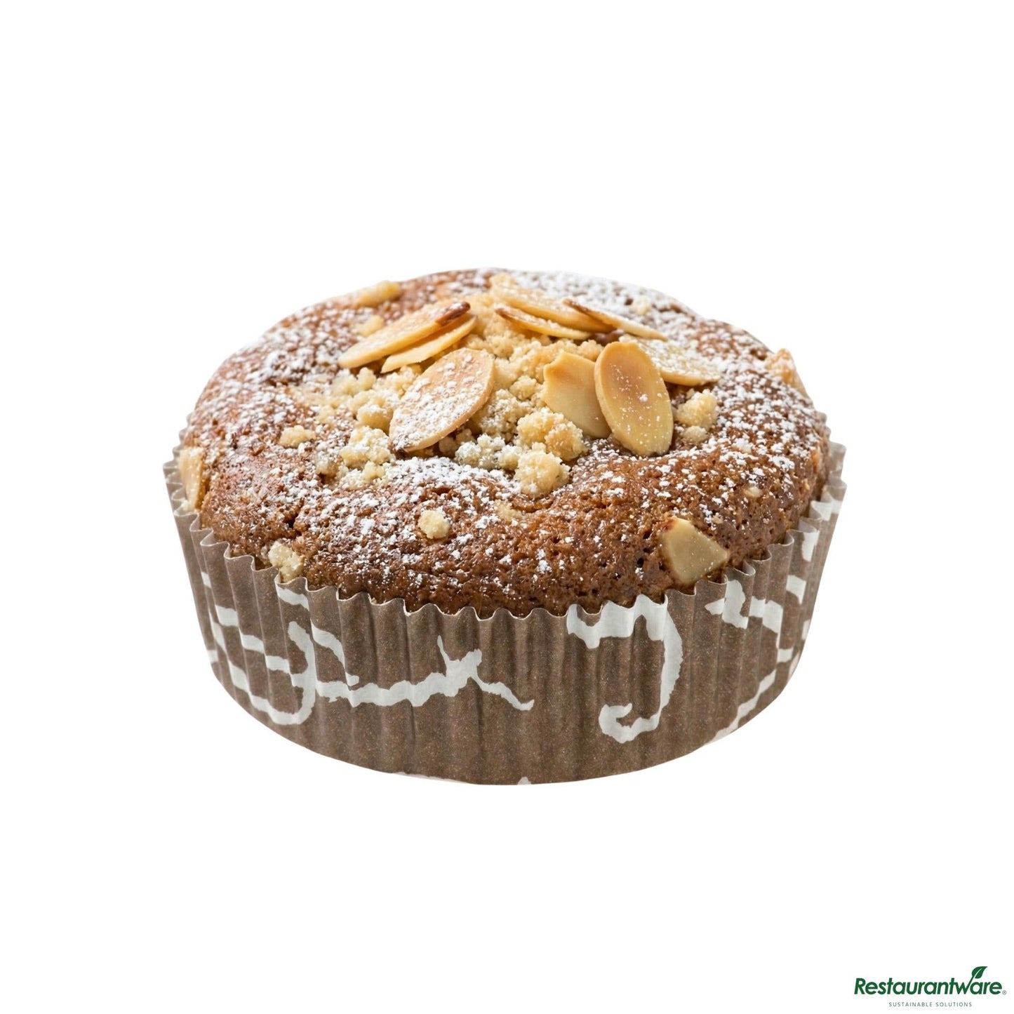Wholesale Restaurantware Panificio 4 Oz Round Chocolate Wisp Paper Baking Cup - Ridged - 3 1/2" X 3 1/2" X 1"- Bulk