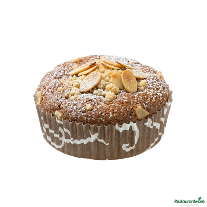 Wholesale Restaurantware Panificio 4 Oz Round Chocolate Wisp Paper Baking Cup - Ridged - 3 1/2" X 3 1/2" X 1"- Bulk