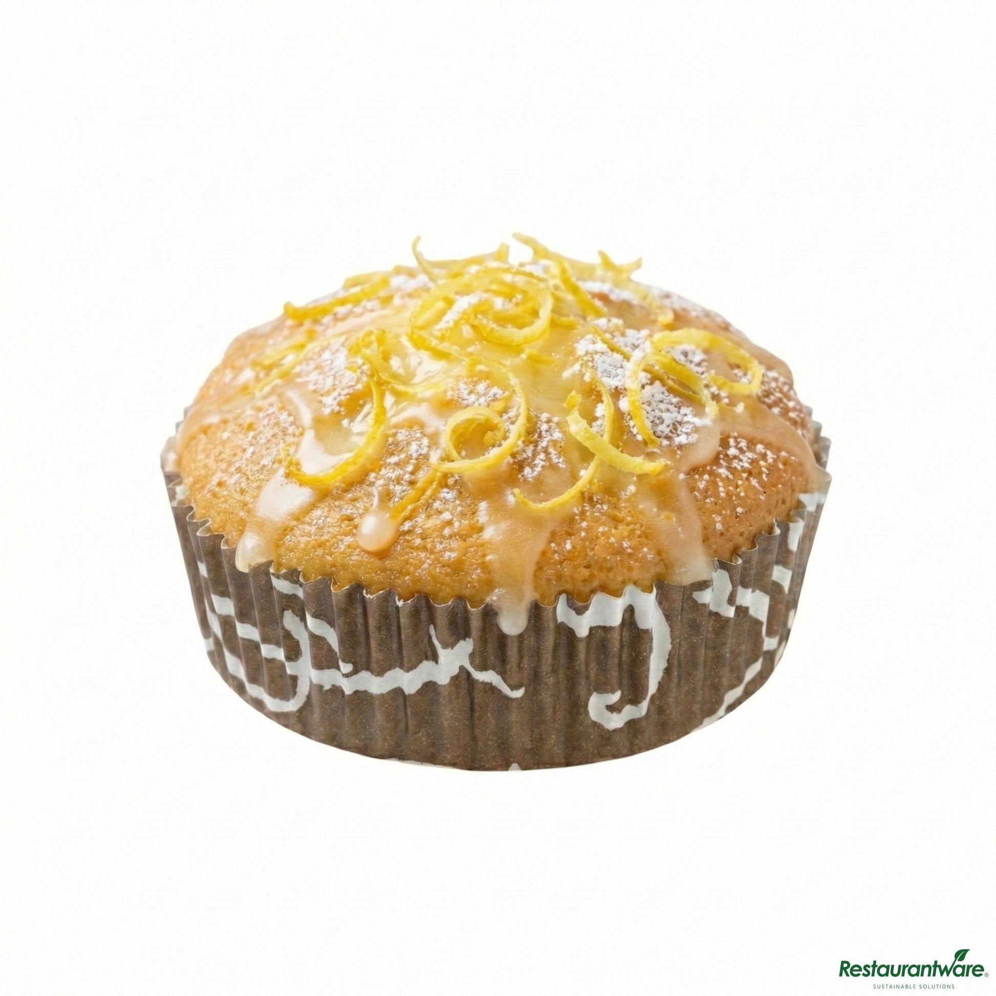 Wholesale Restaurantware Panificio 4 Oz Round Chocolate Wisp Paper Baking Cup - Ridged - 3 1/2" X 3 1/2" X 1"- Bulk