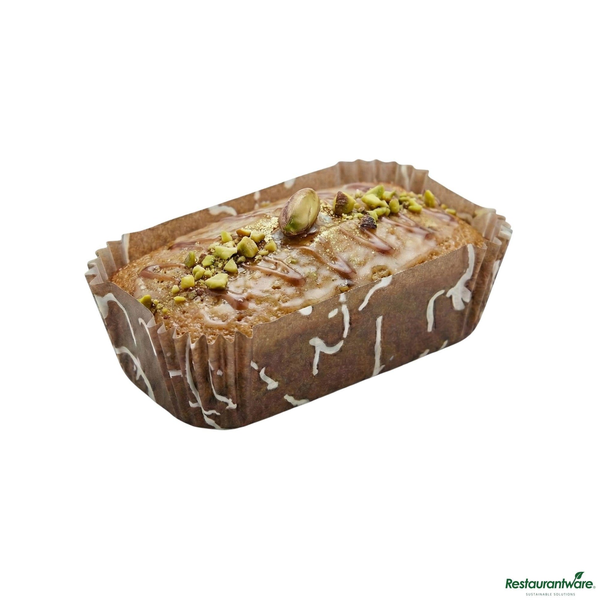 Wholesale Restaurantware Panificio 5 Oz Elliptical Chocolate Wisp Paper Large Baking Cup - Ridged - 4 1/2" X 2 1/2" X 1 1/4"- Bulk