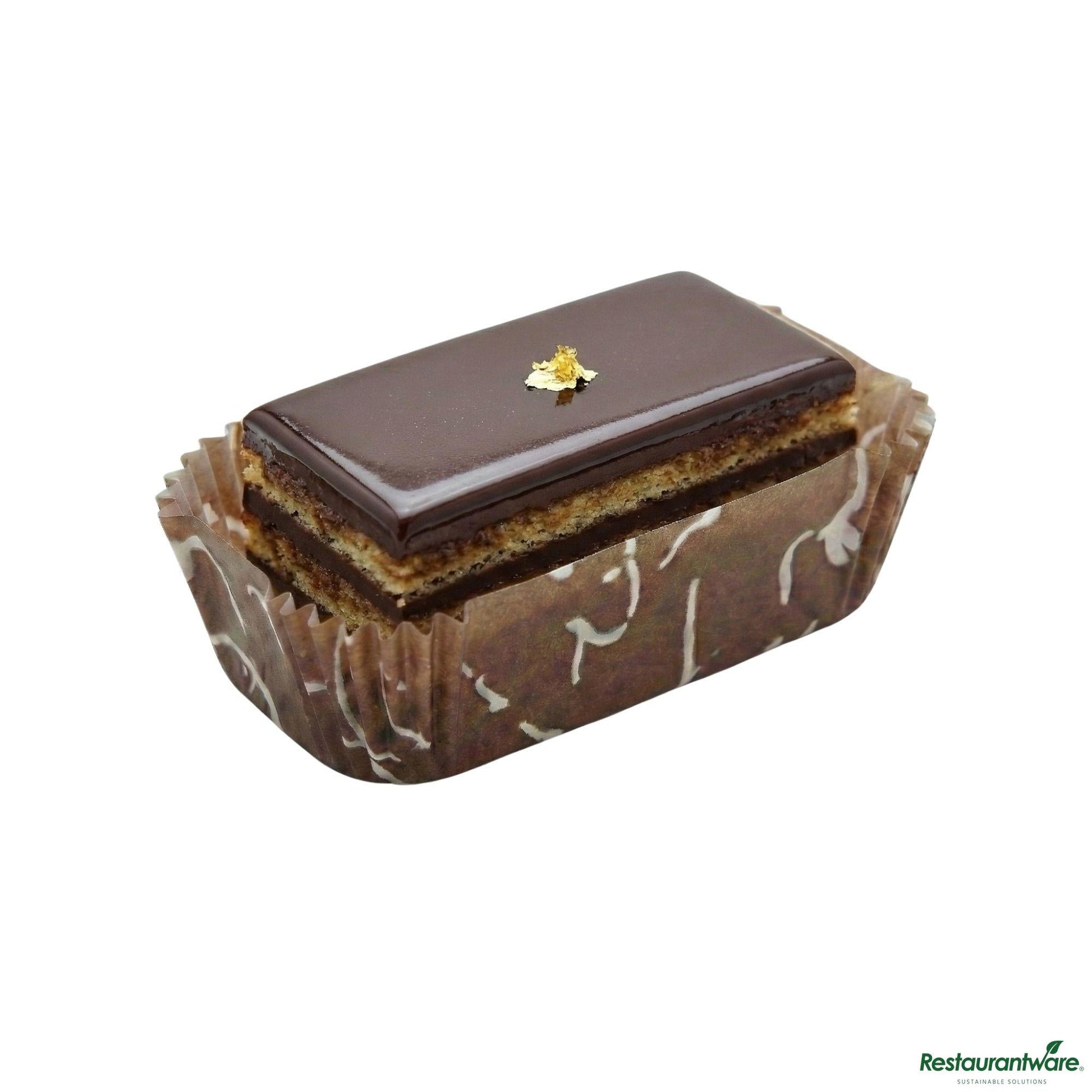 Wholesale Restaurantware Panificio 5 Oz Elliptical Chocolate Wisp Paper Large Baking Cup - Ridged - 4 1/2" X 2 1/2" X 1 1/4"- Bulk