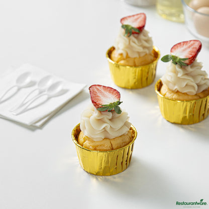 Wholesale Restaurantware 5.5 Oz Round Rose Gold Paper Large Baking Cup - Pleated - 3" X 3" X 1 1/2"- Bulk