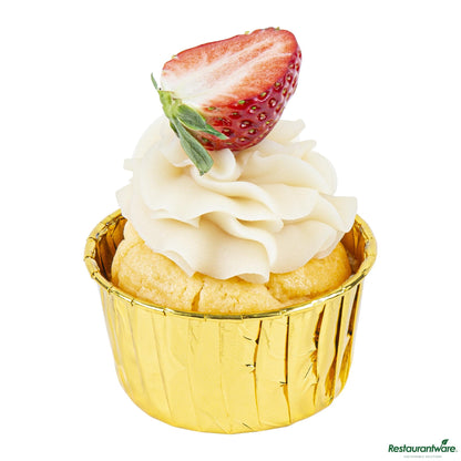 Wholesale Restaurantware 5.5 Oz Round Rose Gold Paper Large Baking Cup - Pleated - 3" X 3" X 1 1/2"- Bulk