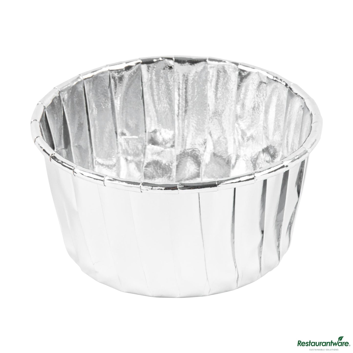 Wholesale Restaurantware 5.5 Oz Round Metallic Silver Paper Large Baking Cup - Pleated - 3" X 3" X 1 1/2"- Bulk