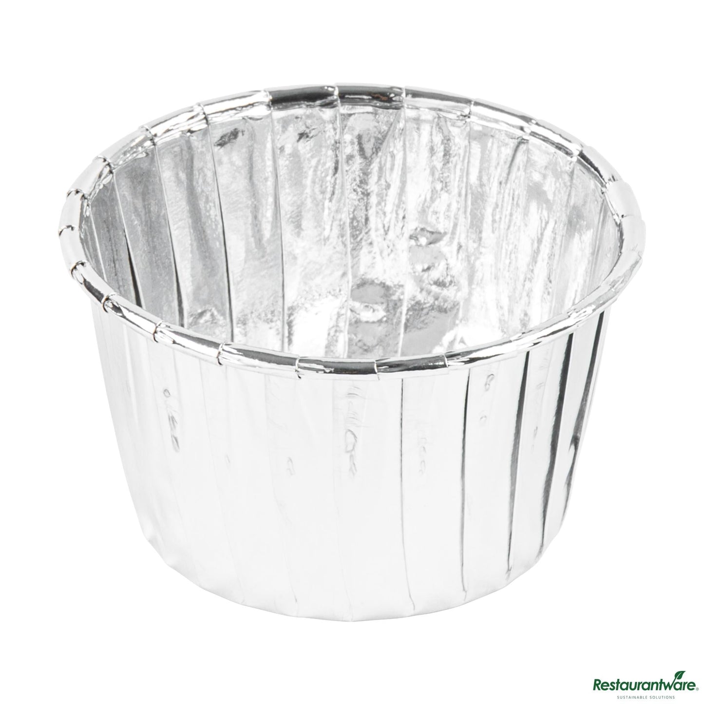 Wholesale Restaurantware 3 Oz Round Metallic Silver Paper Small Baking Cup - Pleated - 2 1/2" X 2 1/2" X 1 1/2"- Bulk
