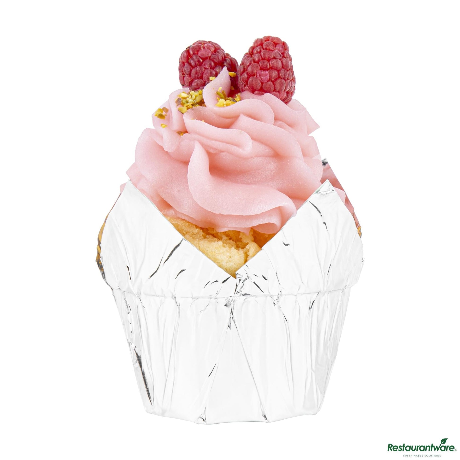 Wholesale Restaurantware 4 Oz Petal Metallic Silver Paper Regular Baking Cup - 2 1/4" X 2 1/4" X 1 1/2"- Bulk