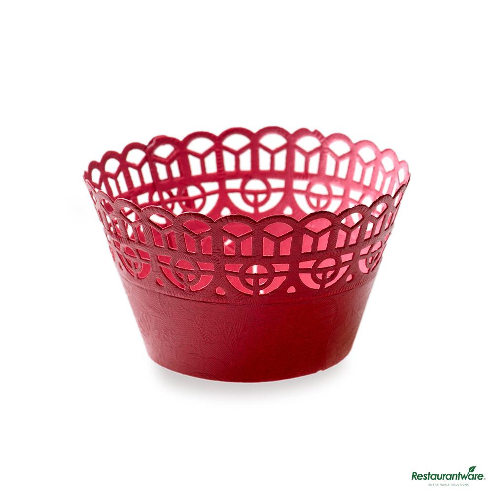 Wholesale Restaurantware Bellissimo Round Cherry Red Paper Cupcake Wrap - 2 1/4" X 2 1/4" X 2"- Bulk