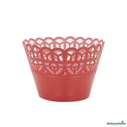 Wholesale Restaurantware Bellissimo Round Cherry Red Paper Cupcake Wrap - 2 1/4" X 2 1/4" X 2"- Bulk