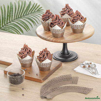 Wholesale Restaurantware Bellissimo Round Cocoa Brown Paper Cupcake Wrap - 2.2" X 2.2" X 1.9"- Bulk