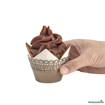 Wholesale Restaurantware Bellissimo Round Cocoa Brown Paper Cupcake Wrap - 2.2" X 2.2" X 1.9"- Bulk