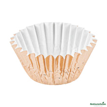 Wholesale Restaurantware 0.4 Oz Round Metallic Rose Gold Paper Baking Cup - Foil-Coated - 1 1/4" X 1 1/4" X 3/4"- Bulk