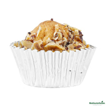 Wholesale Restaurantware 0.4 Oz Round Metallic Silver Paper Baking Cup - Foil-Coated - 1 1/4" X 1 1/4" X 3/4"- Bulk