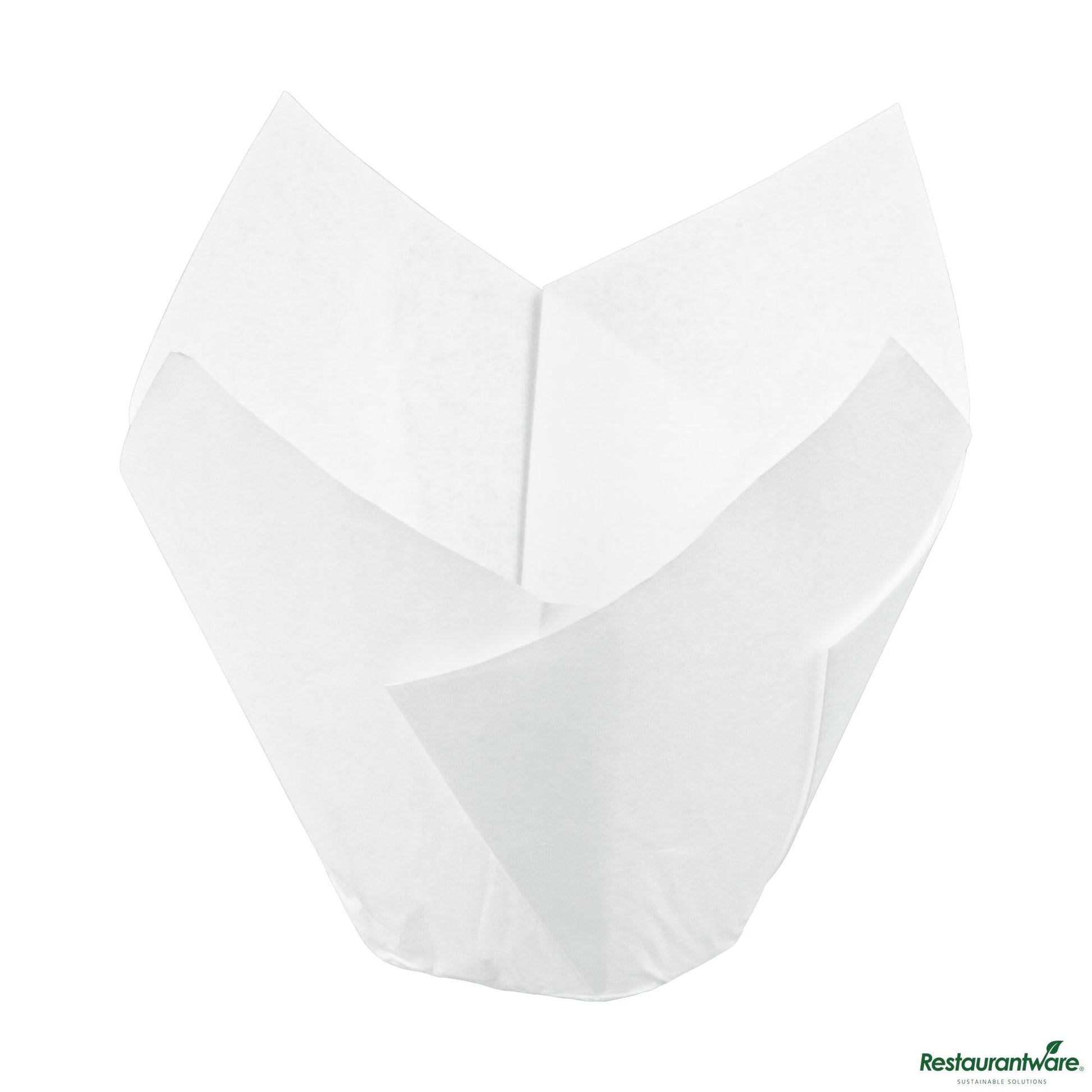 Wholesale Restaurantware 2 Oz Tulip Sugar White Paper Baking Cup - Greaseproof - 1.2" X 1.2" X 1.6"- Bulk