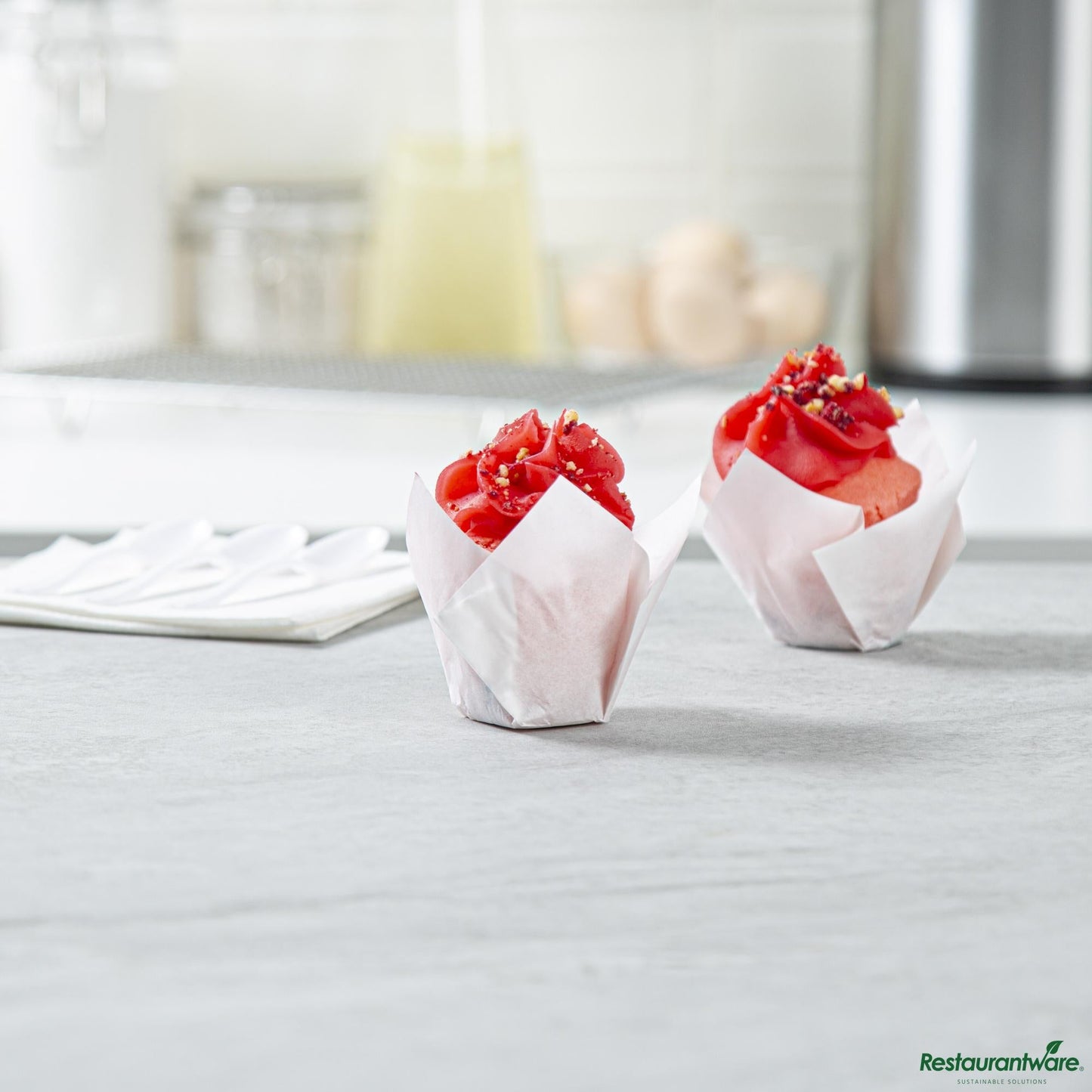 Wholesale Restaurantware 2 Oz Tulip Sugar White Paper Baking Cup - Greaseproof - 1.2" X 1.2" X 1.6"- Bulk