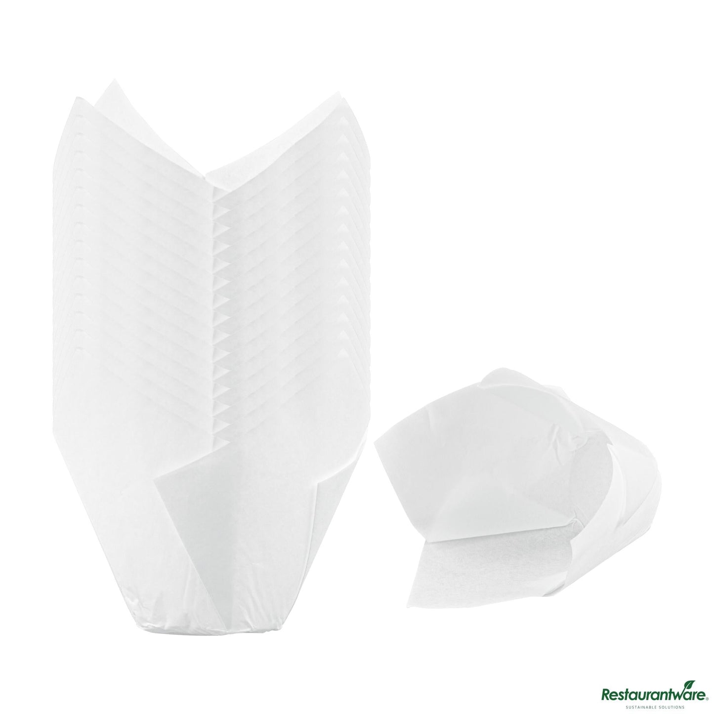 Wholesale Restaurantware 2 Oz Tulip Sugar White Paper Baking Cup - Greaseproof - 1.2" X 1.2" X 1.6"- Bulk