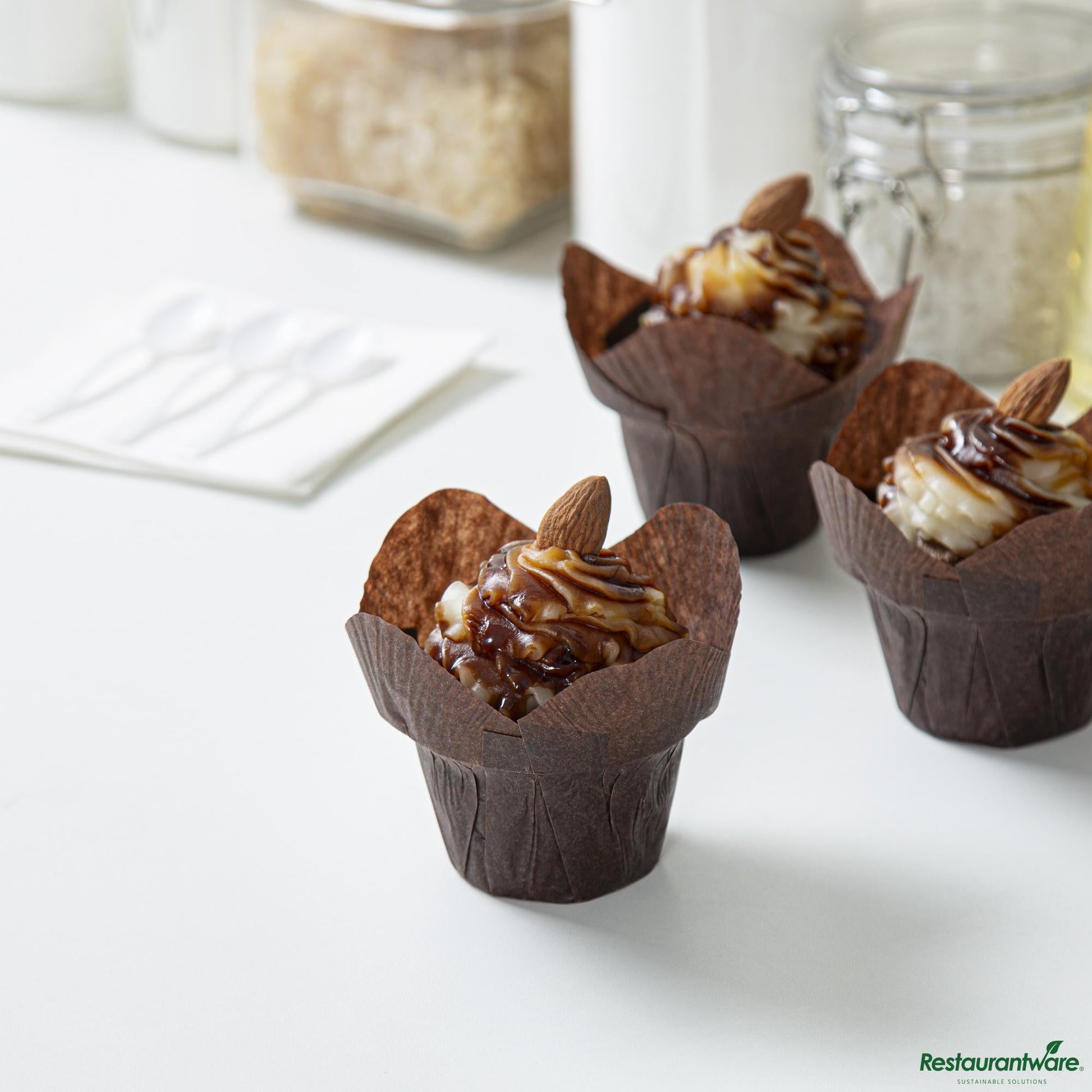 Wholesale Restaurantware 6 Oz Daffodil Brown Paper Baking Cup - Greaseproof - 3.3" X 3.3" X 3.1"- Bulk
