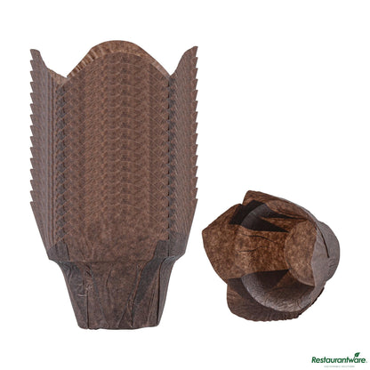 Wholesale Restaurantware 6 Oz Daffodil Brown Paper Baking Cup - Greaseproof - 3.3" X 3.3" X 3.1"- Bulk