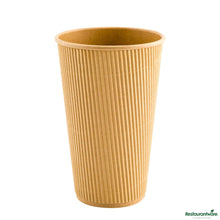 Wholesale Restaurantware 16 Oz Kraft Paper Coffee Cup - Ripple Wall - 3 1/2" X 3 1/2" X 5 1/2"- Bulk