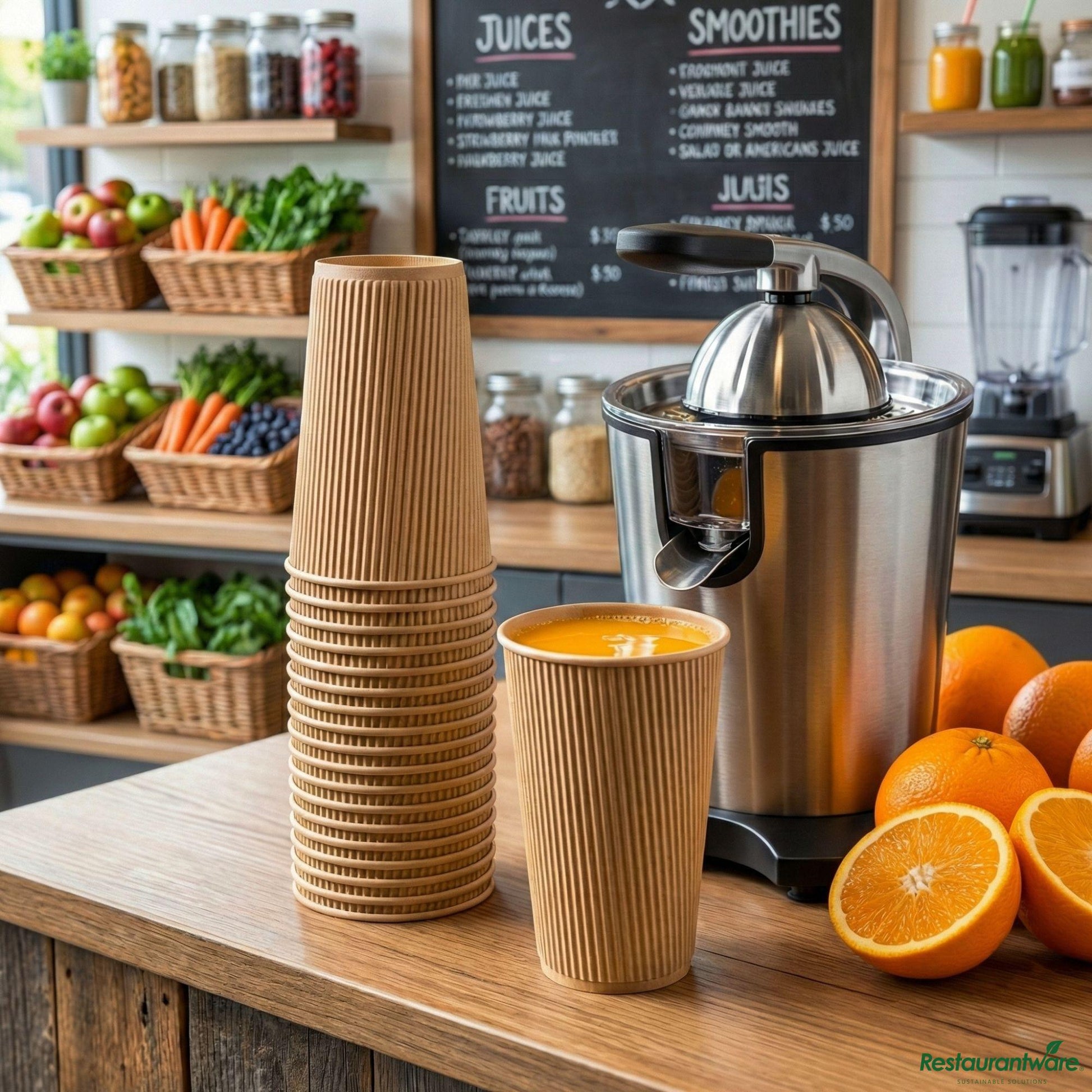 Wholesale Restaurantware 16 Oz Kraft Paper Coffee Cup - Ripple Wall - 3 1/2" X 3 1/2" X 5 1/2"- Bulk