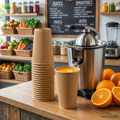 Wholesale Restaurantware 16 Oz Kraft Paper Coffee Cup - Ripple Wall - 3 1/2" X 3 1/2" X 5 1/2"- Bulk
