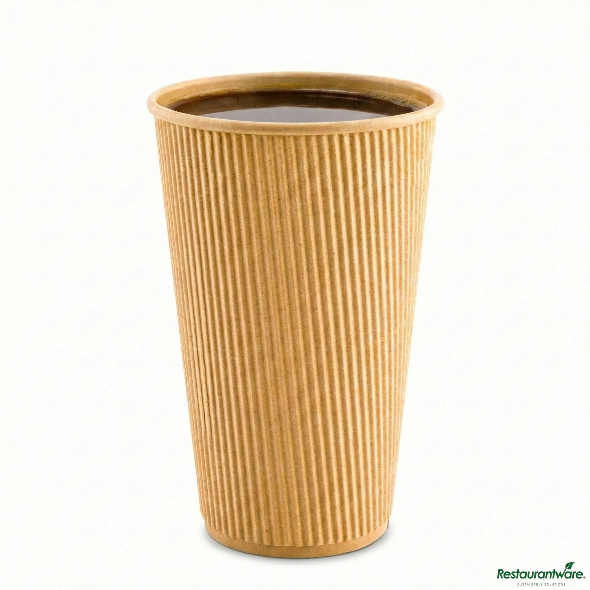 Wholesale Restaurantware 16 Oz Kraft Paper Coffee Cup - Ripple Wall - 3 1/2" X 3 1/2" X 5 1/2"- Bulk