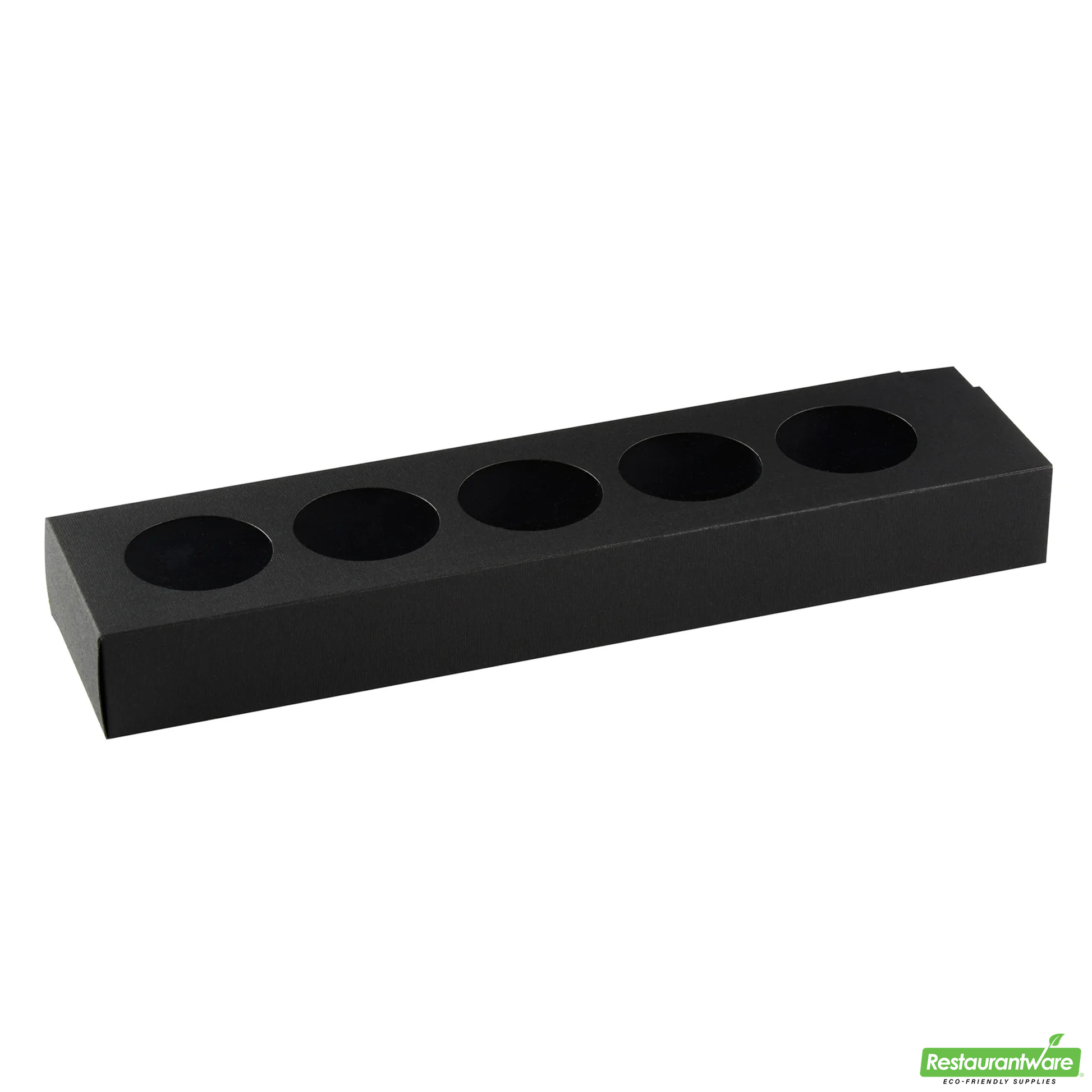 Wholesale Restaurantware Valentino Rectangle Black Paper Macaron Box - Holds 5 Macarons - 12" X 3" X 1 1/2"- Bulk