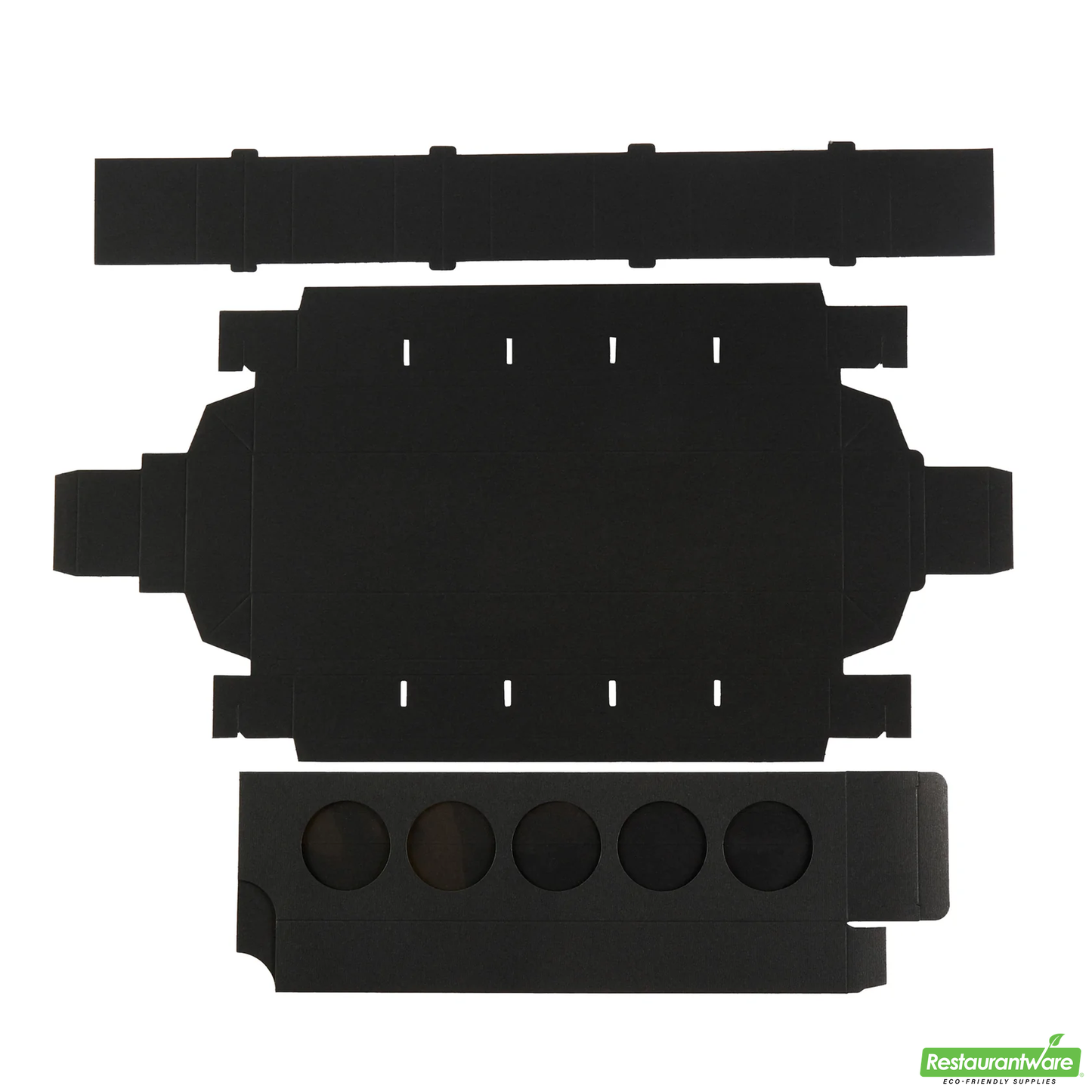 Wholesale Restaurantware Valentino Rectangle Black Paper Macaron Box - Holds 5 Macarons - 12" X 3" X 1 1/2"- Bulk