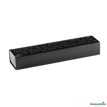 Wholesale Restaurantware Sentiero Rectangle Black Paper Macaron Box - Holds 5 Macarons - 10" X 2 1/4" X 1 1/2"- Bulk