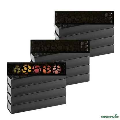 Wholesale Restaurantware Sentiero Rectangle Black Paper Macaron Box - Holds 5 Macarons - 10" X 2 1/4" X 1 1/2"- Bulk