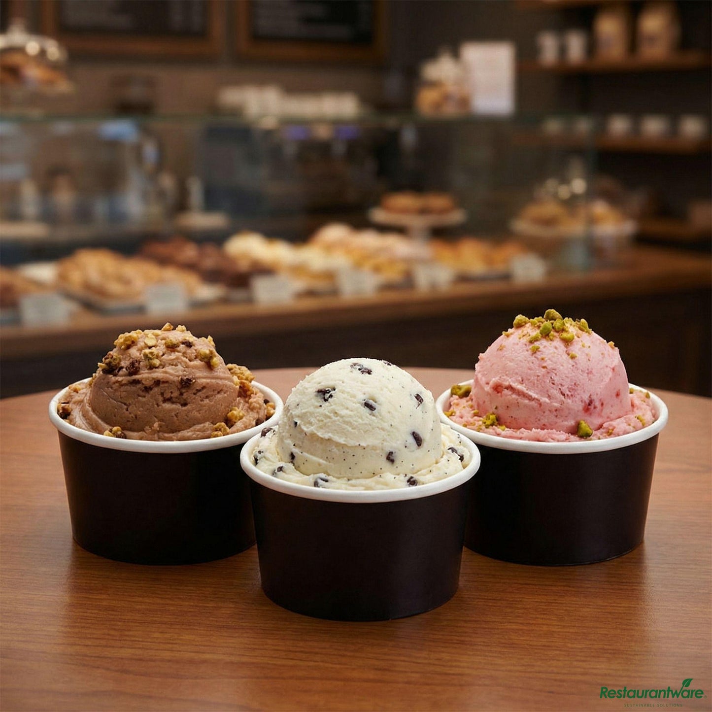 Wholesale Restaurantware Coppetta 3 Oz Round Black Paper to Go Cup - 3" X 3" X 1 3/4"- Bulk
