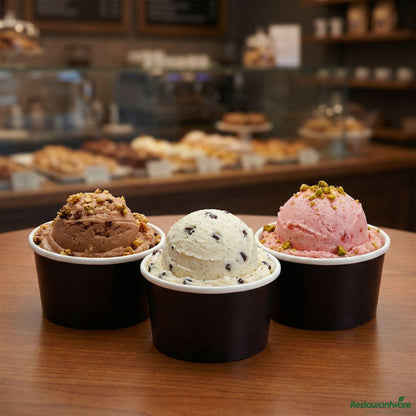 Wholesale Restaurantware Coppetta 3 Oz Round Black Paper to Go Cup - 3" X 3" X 1 3/4"- Bulk