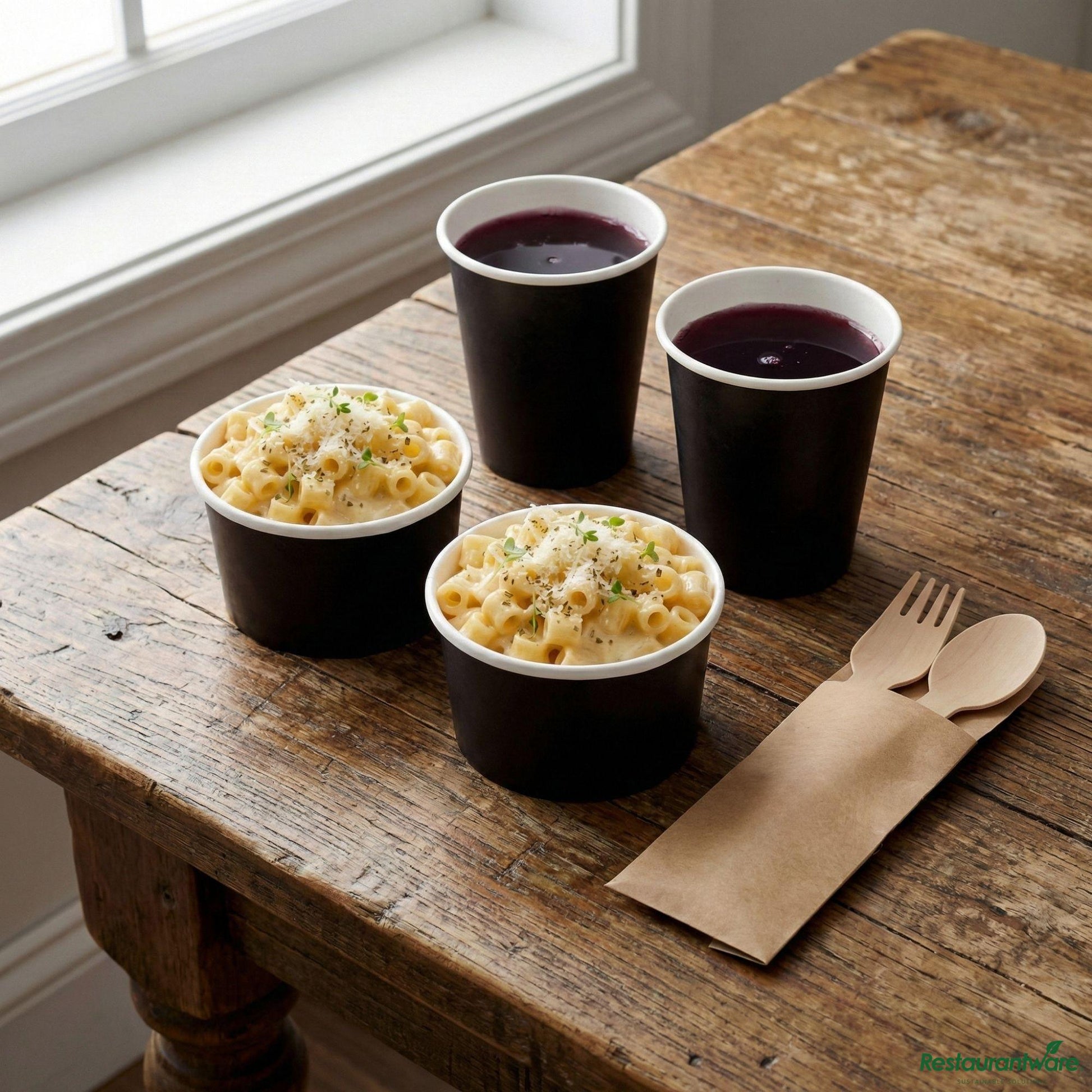 Wholesale Restaurantware Coppetta 3 Oz Round Black Paper to Go Cup - 3" X 3" X 1 3/4"- Bulk
