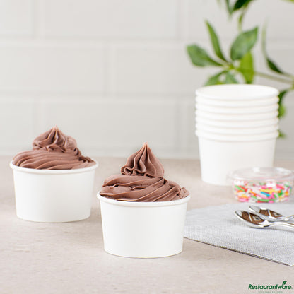 Wholesale Restaurantware Coppetta 3 Oz Round White Paper to Go Cup - 3" X 3" X 1 3/4"- Bulk