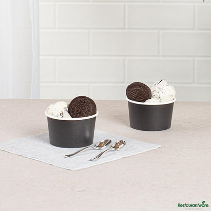 Wholesale Restaurantware Coppetta 5 Oz Round Black Paper to Go Cup - 3 1/4" X 3 1/4" X 2"- Bulk