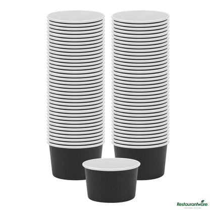 Wholesale Restaurantware Coppetta 5 Oz Round Black Paper to Go Cup - 3 1/4" X 3 1/4" X 2"- Bulk