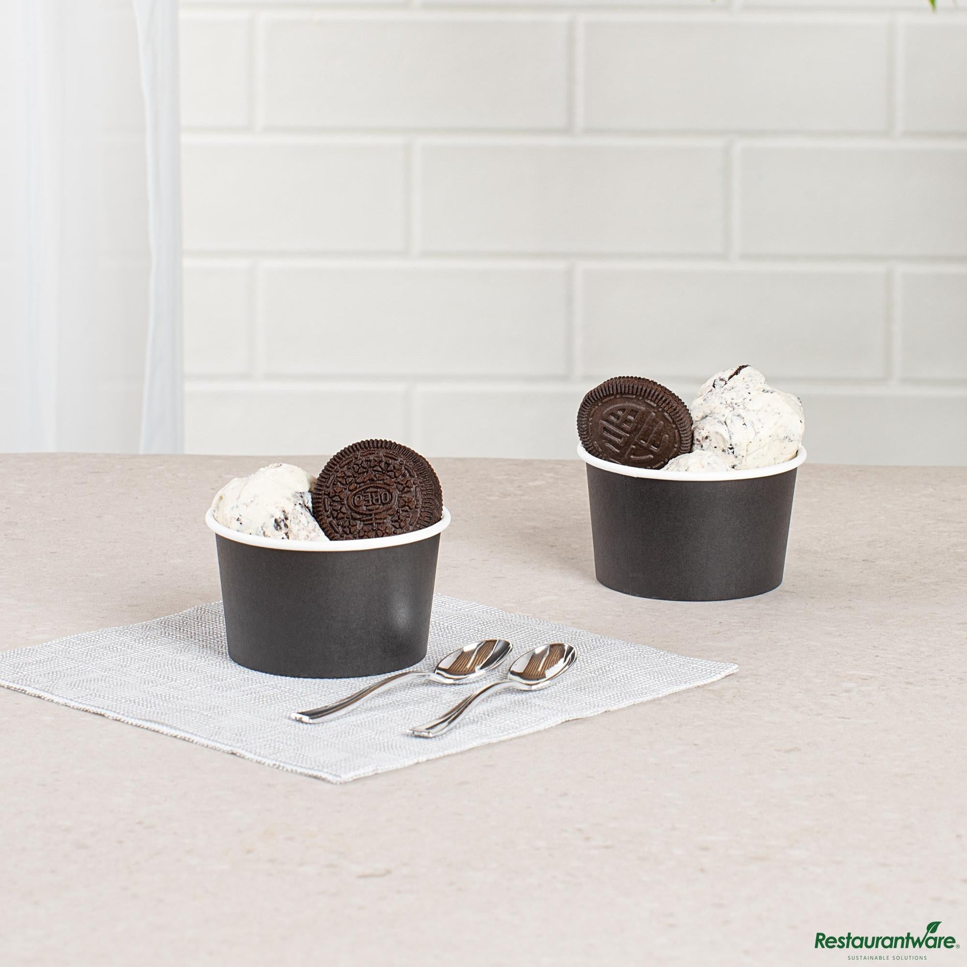 Wholesale Restaurantware Coppetta 5 Oz Round Black Paper to Go Cup - 3 1/4" X 3 1/4" X 2"- Bulk